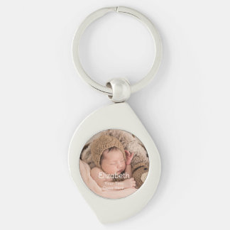 Newborn Name Photo Simple Keychain