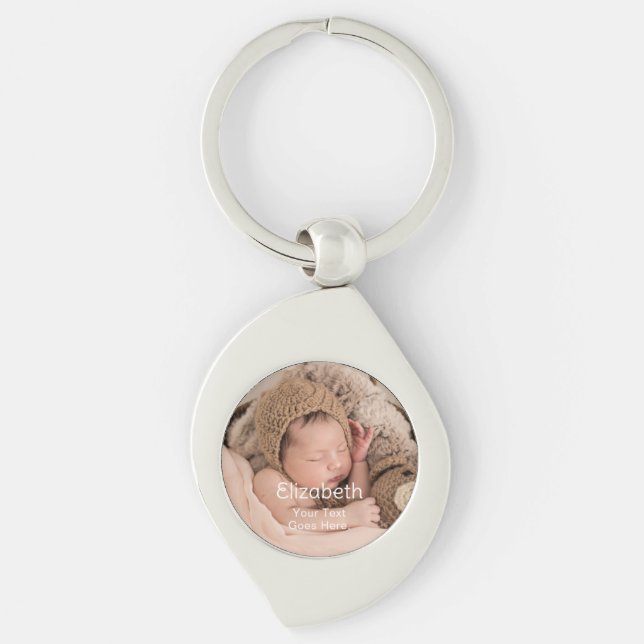 Newborn Name Photo Simple Keychain (Front)