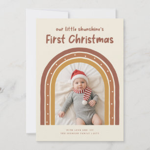 Newborn Photo Baby's First Christmas Holiday Card