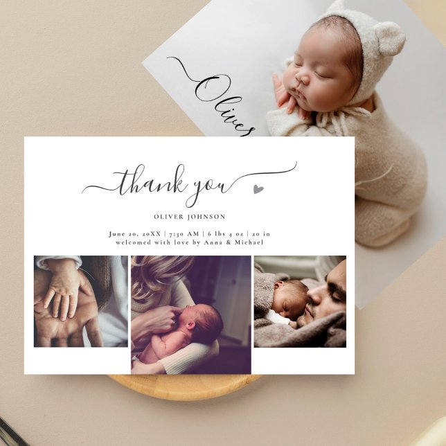Newborn Photo Collage Birth Announcement Thank You (Creator Uploaded)