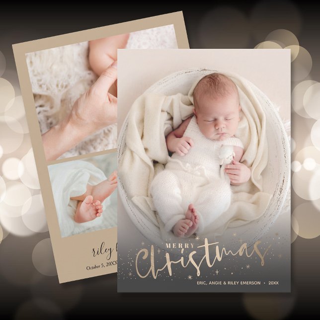 Newborn Photo Collage Christmas Birth Announcement (Creator Uploaded)