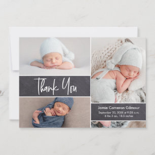 Newborn photo collage modern baby shower thank you card