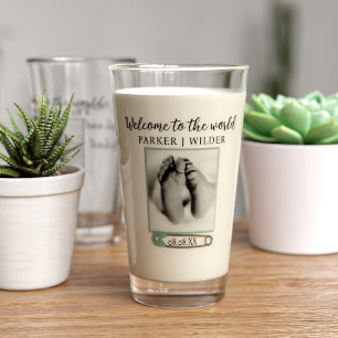 Newborn Photo Welcome Baby Boy Proud Parent Glass