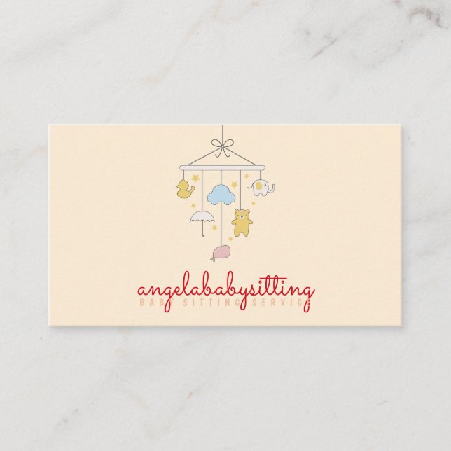 Newborn Room Decor Hanging Toy Baby sitter Business Card (Front)
