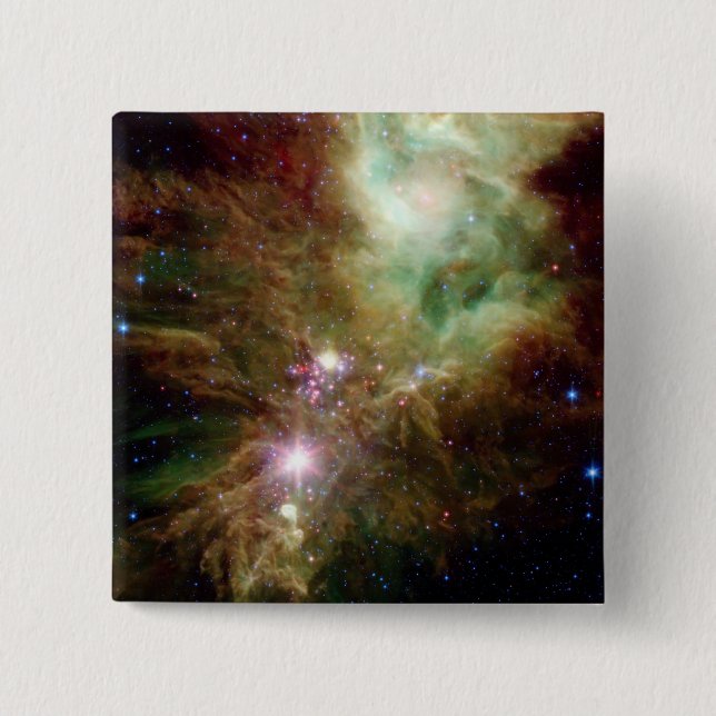 Newborn stars in the Christmas Tree cluster 2 Inch Square Button (Front)