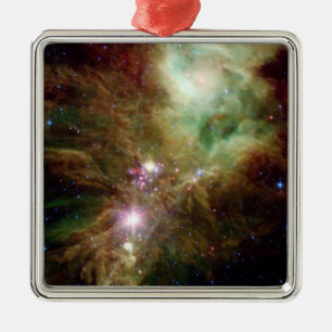 Newborn stars in the Christmas Tree cluster Metal Ornament