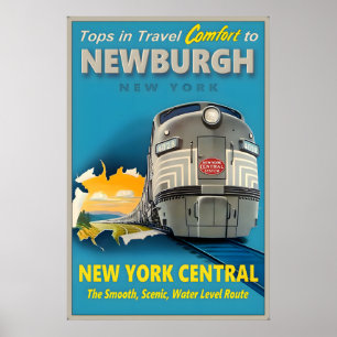 Newburgh New York Central Railroad Tops in Travel Poster