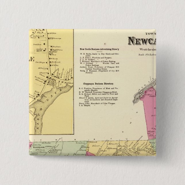 Newcastle, Town 2 Inch Square Button (Front)