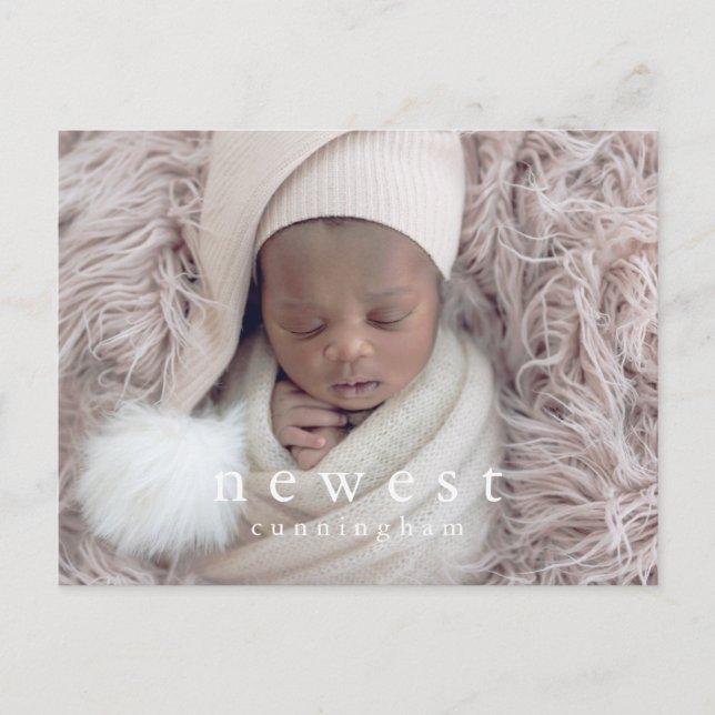 Newest Family Member Modern Chic Baby Birth Announcement Postcard (Front)