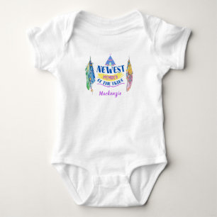 Newest Member of Tribe - Teepee, Feathers - Name Baby Bodysuit