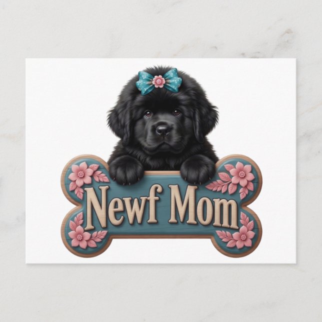 Newf Mom Bone Postcard (Front)