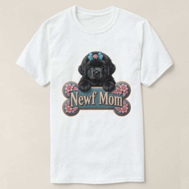 Newf Mom Bone T-Shirt (Design Front)