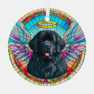 Newfie Angel Colourful Stained Glass Style Ornamen Ornament