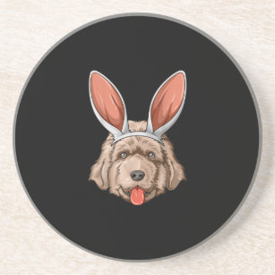 Newfie easter bunny ears   newfoundland dog gift coaster