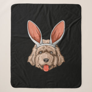 Newfie easter bunny ears   newfoundland dog gift sherpa blanket