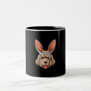 Newfie easter bunny ears newfoundland dog gift Two-Tone coffee mug