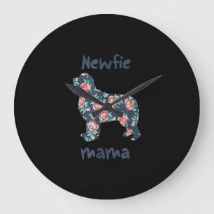 Newfie mama Newfoundland dog mom present Large Clock