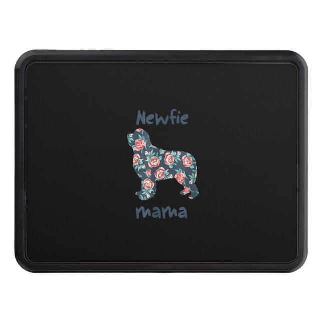 Newfie mama | newfoundland dog mom present trailer hitch cover (Front)