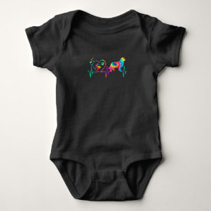 Newfie mom dad heartbeat tie dye dog gift baby bodysuit