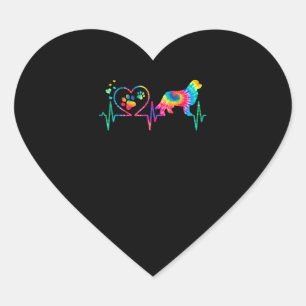 Newfie mom dad heartbeat tie dye dog gift heart sticker