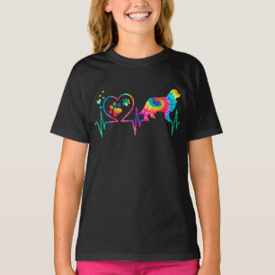 Newfie mom dad heartbeat   tie dye dog gift T-Shirt