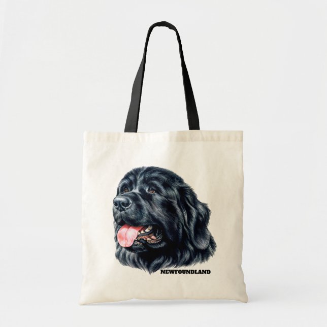 Newfound Dog Portrait Art Face Tote Bag (Front)