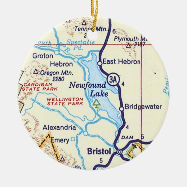 Newfound Lake, NH Map Ornement de Noël (Devant)
