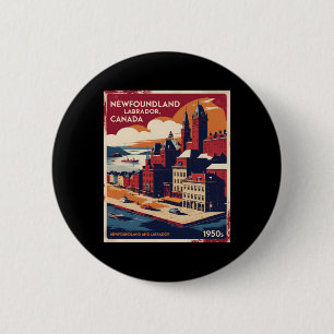 Newfoundland And Labrador Canada 1950s Vintage Tra 2 Inch Round Button