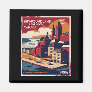 Newfoundland And Labrador Canada 1950s Vintage Tra Magnet