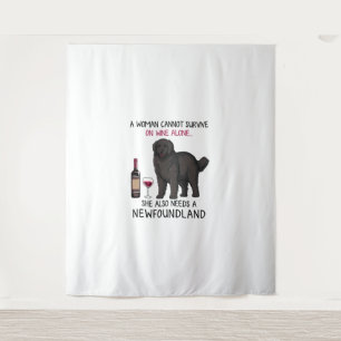 Newfoundland and wine Funny dog Tapestry
