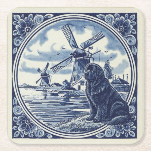 Newfoundland at the Dutch Windmills Square Paper Coaster