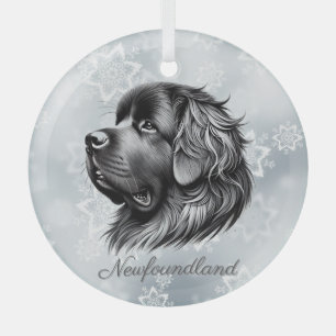 Newfoundland Black and Silver Glass Ornament
