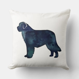 Newfoundland Black Watercolor Silhouette Throw Pillow