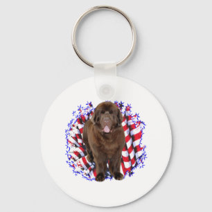 Newfoundland (brown) Patriot Keychain