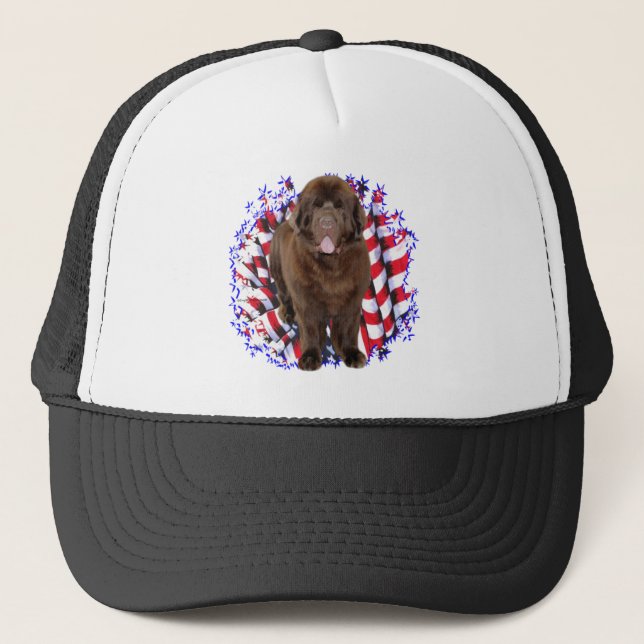 Newfoundland (brown) Patriot Trucker Hat (Front)