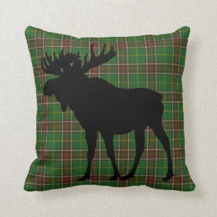 Newfoundland Canada Custom Tartan Moose rustic Throw Pillow