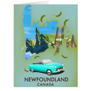 Newfoundland Canada map travel poster