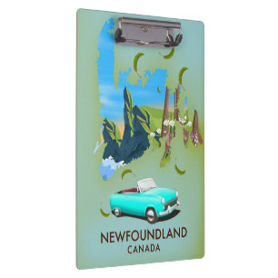 Newfoundland Canada map travel poster Clipboard