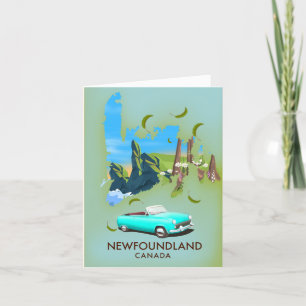 Newfoundland Canada map travel poster Note Card