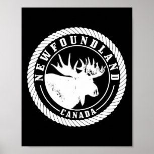 Newfoundland Canada Moose Vintage Hiking Nature Ca Poster
