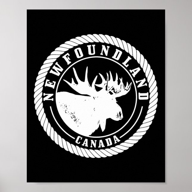 Newfoundland Canada Moose Vintage Hiking Nature Ca Poster (Front)