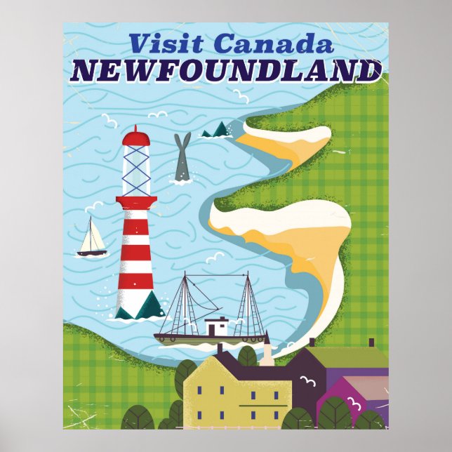Newfoundland Canadian vintage travel poster (Front)