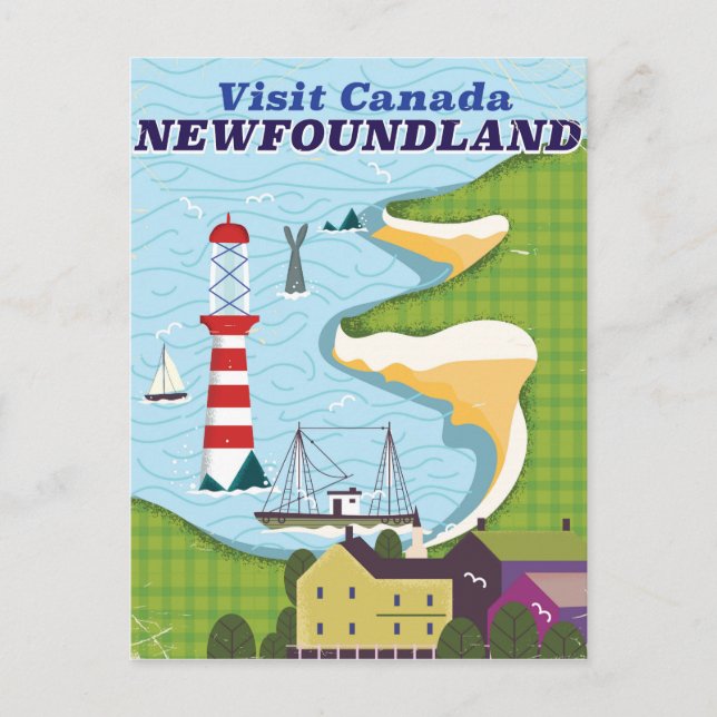 Newfoundland Canadian vintage travel poster Postcard (Front)