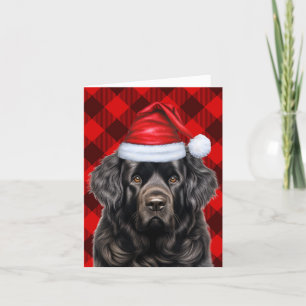 Newfoundland Christmas Dog Holiday Buffalo Plaid Card