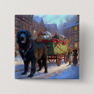 Newfoundland Christmas Festive Season 2 Inch Square Button
