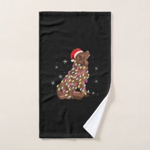 Newfoundland Christmas Light   Funny Dog Lover Hand Towel