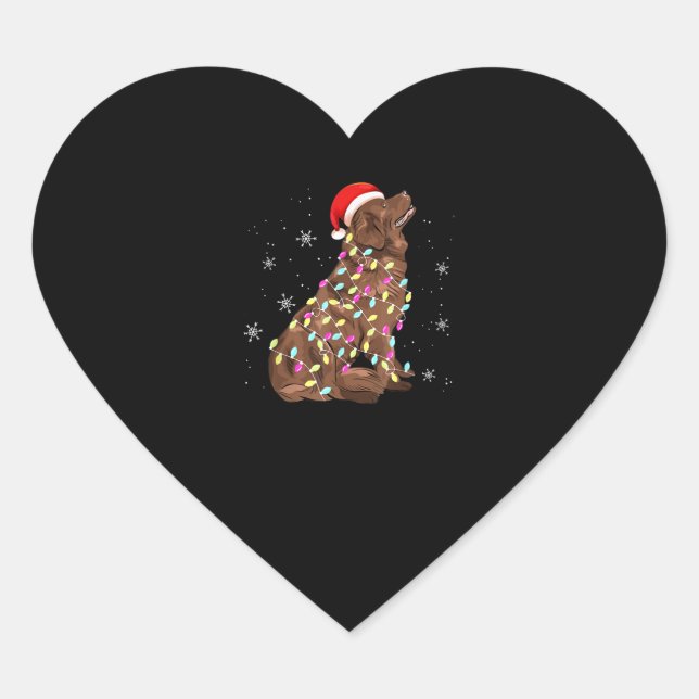 Newfoundland christmas light gift |funny dog lover heart sticker (Front)