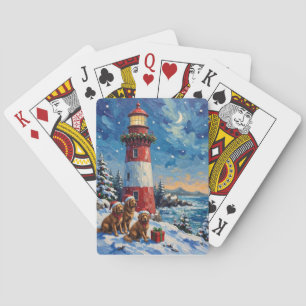 Newfoundland Christmas Lighthouse Holiday Playing Cards