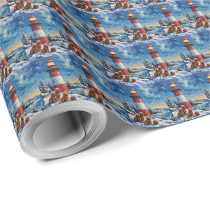 Newfoundland Christmas Lighthouse Holiday Wrapping Paper