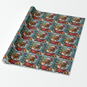 Newfoundland Christmas Santa Bag Adventure Wrapping Paper